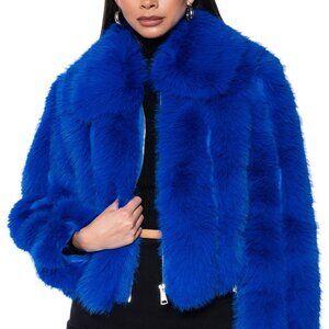 Akira Blue Mars Girl Faux Fur Jacket (small)